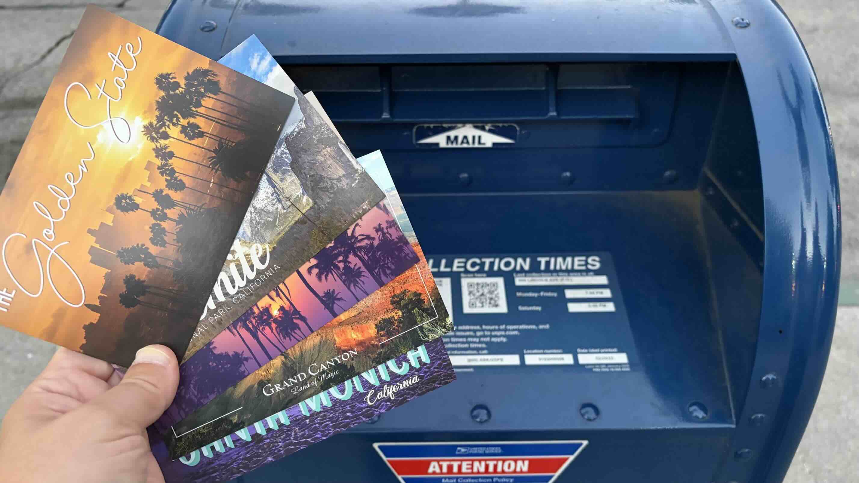 Sending a postcard through the mail